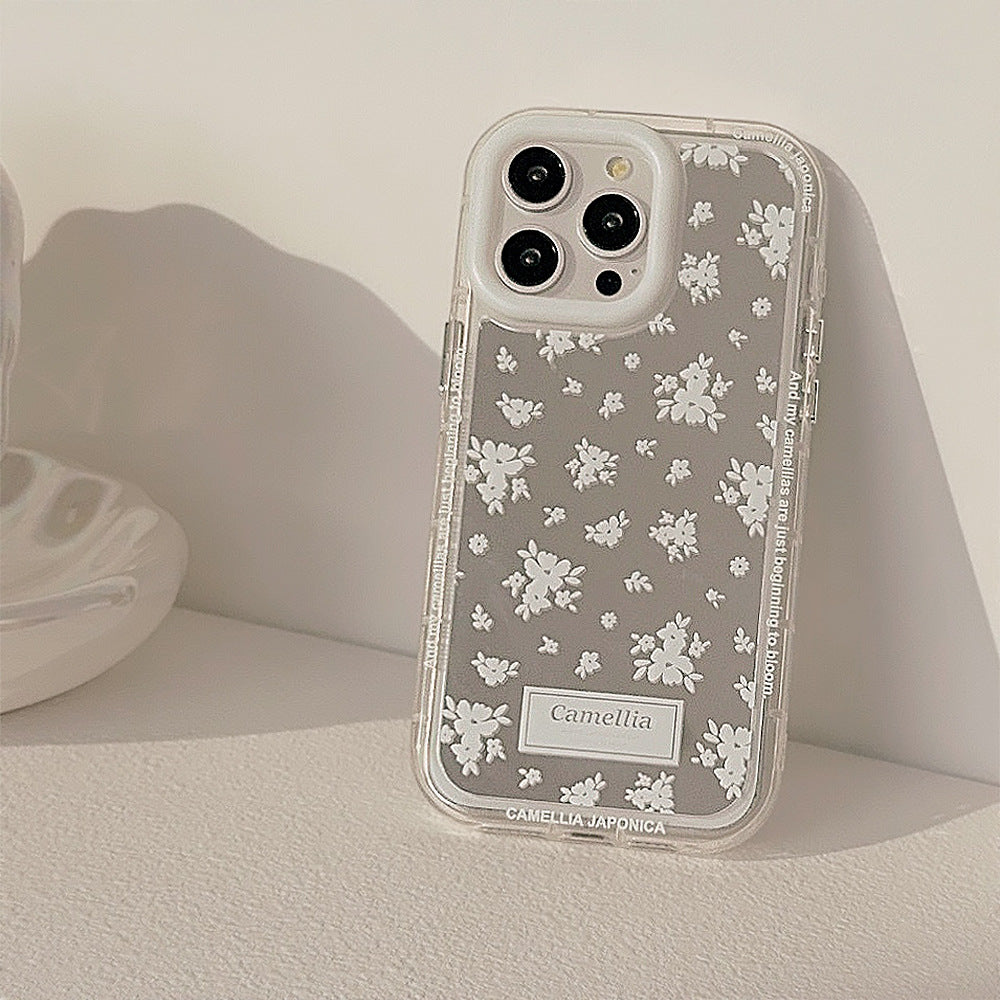 White tea ins gentle and fresh for 17Pro Max Apple 16 mobile phone case iPhone15 mirror 12 lanyard 11