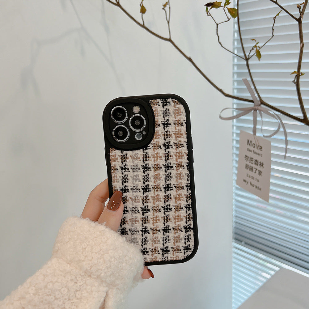 Xiaoxiangfeng iphone16 Apple 17 mobile phone case 11 retro 15pro max knitted 12 thousand bird grid Xs applicable