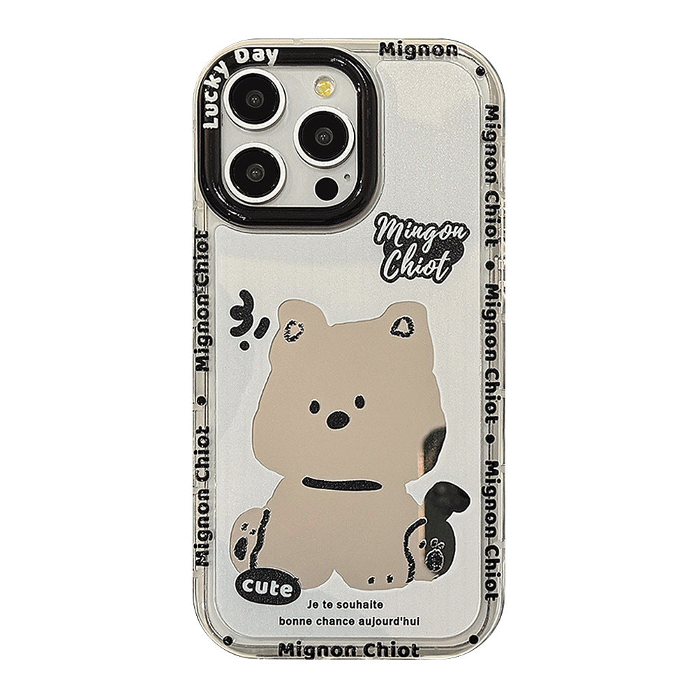 Sweet Cool Puppy Mirror Suitable for 16ProMax Apple 15 Mobile Phone Case iPhone17 Cartoon 12 Generation 11 Hand Rope