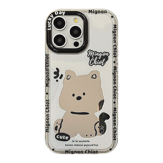 Sweet Cool Puppy Mirror Suitable for 16ProMax Apple 15 Mobile Phone Case iPhone17 Cartoon 12 Generation 11 Hand Rope