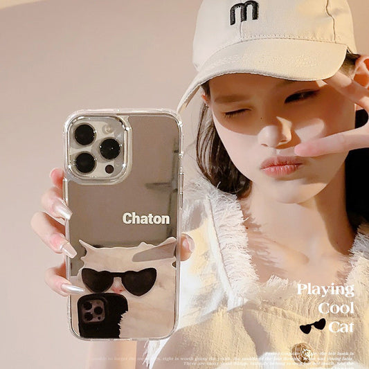 Sunglasses cool cat iPhone17 is suitable for 16promax Apple mobile phone case 11 niche funny 12 mirror 15 generation