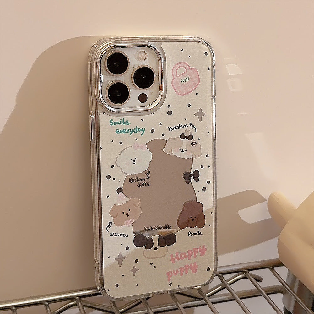 Sweet ins puppy iphone16 for 17pro max iPhone case 13 electroplated mirror 11 original 12