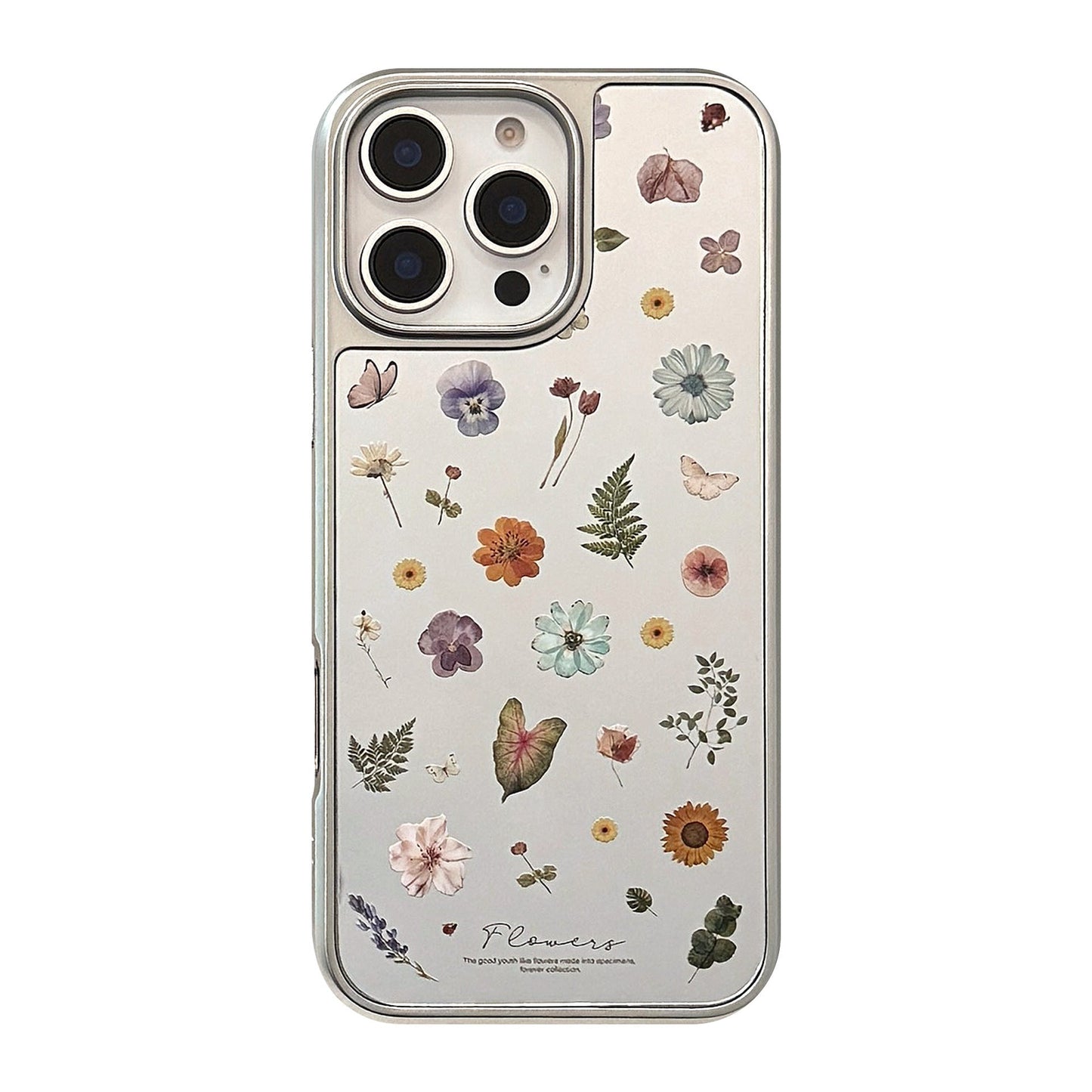 Small fresh flowers are suitable for 16 Apple 15promax mobile phone case iphone17 mirror 13 electroplating hard 15 Huawei