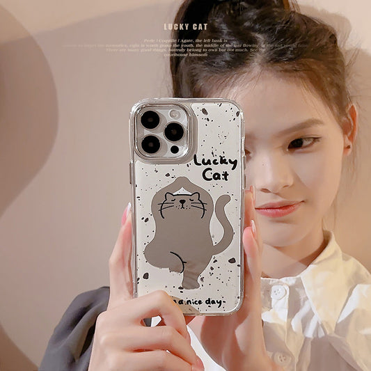 Yoga cat iPhone16 is suitable for 15promax Apple phone case 11 funny cartoon 13 mirror 17 generation