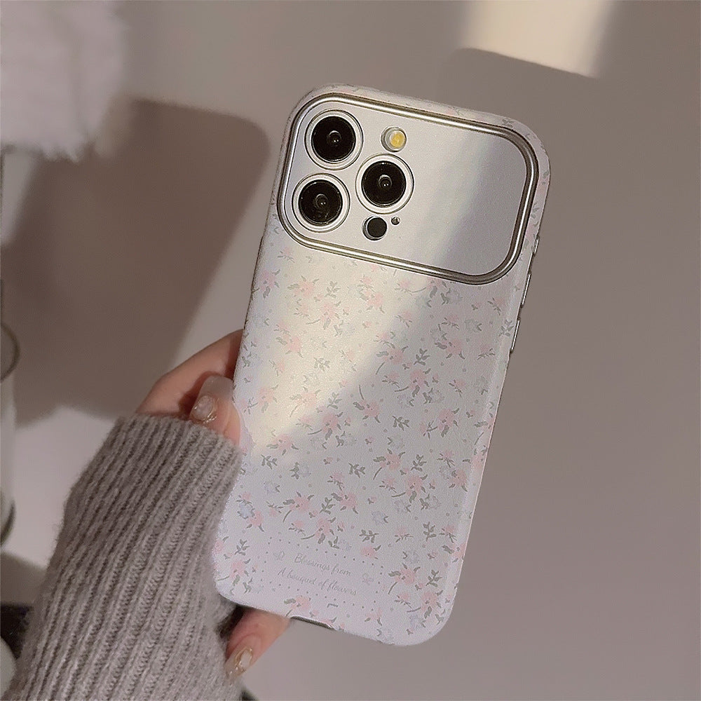 Sweet small floral application Apple 16 mobile phone case 15promax silver 17 leather iphone14 small fresh 12