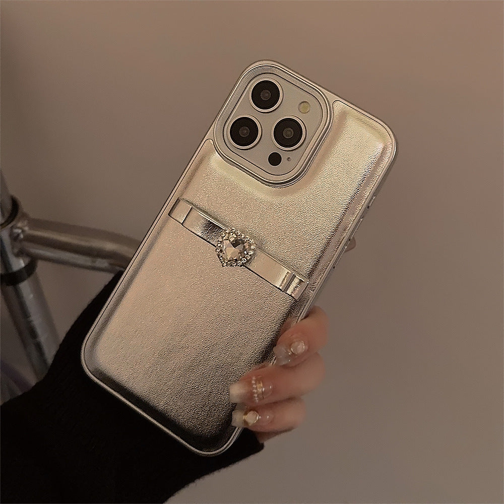 Three-dimensional French bow lanyard suitable for Apple 16 mobile phone case iPhone17promax temperament 11 leather case 13