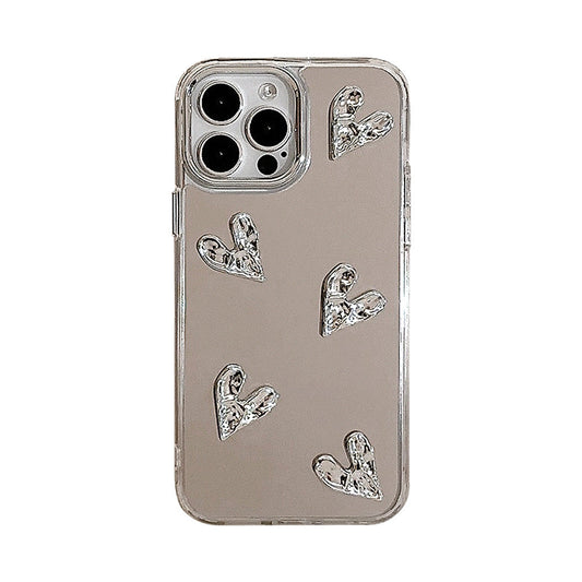 Three-dimensional electroplating love 13 suitable for 17 Apple 15ProMax mobile phone case mirror iPhone16 advanced sense 14 hard