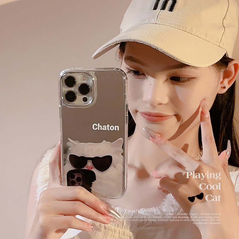 Sunglasses cool cat iPhone17 is suitable for 16promax Apple mobile phone case 11 niche funny 12 mirror 15 generation