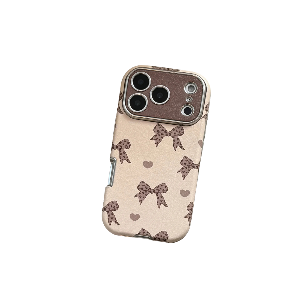 Korean Cute Leopard Print Bowknot Leather Texture Phone Case For iPhone