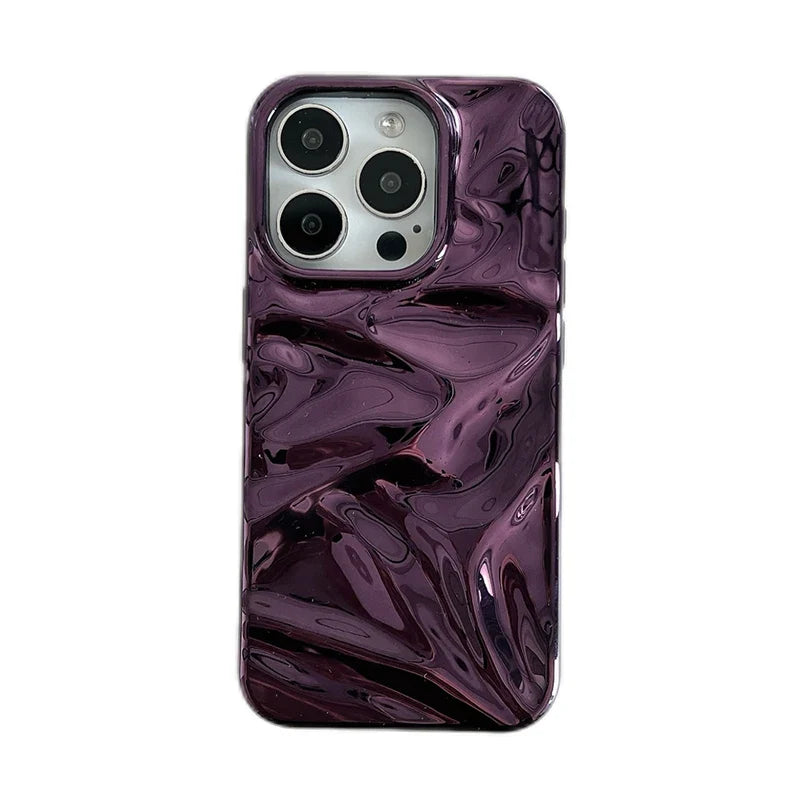Plating Purple Meteorite Fold Texture Glossy Phone Case