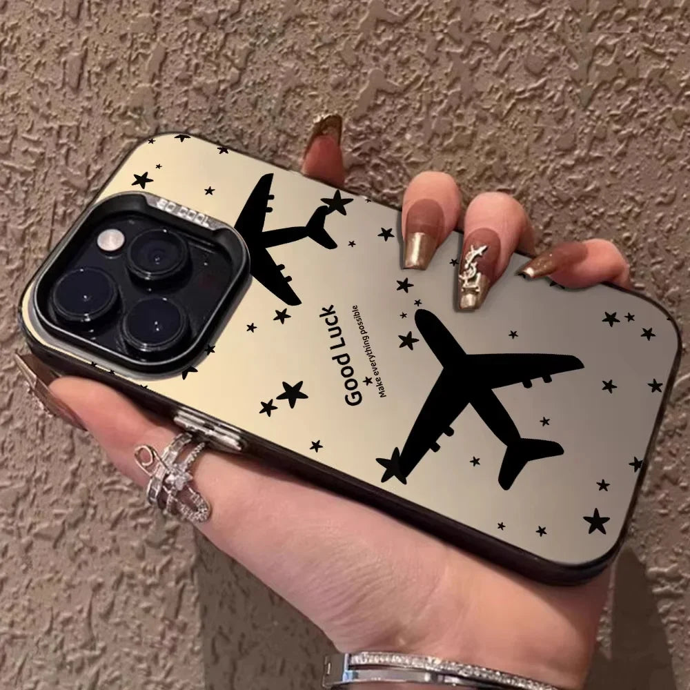 Black Polka Dot Pattern Lens Protect Plating Shockproof Cover Phone Case