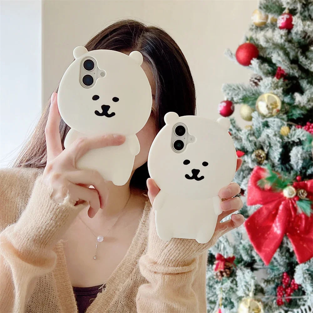 Soft Silicone Cartoon Cute White Bear Shockproof Phone Case