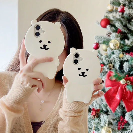 Soft Silicone Cartoon Cute White Bear Shockproof Phone Case