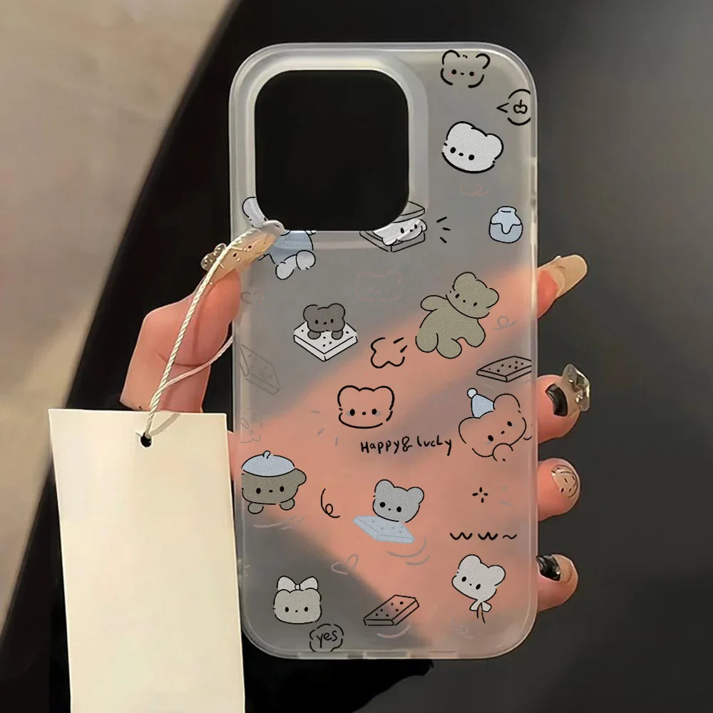 Soft TPU Matte Cute Bear Phone Case