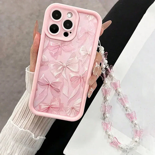 Pink Bow Pattern Silicone Phone Case