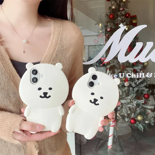 Soft Silicone Cartoon Cute White Bear Shockproof Phone Case
