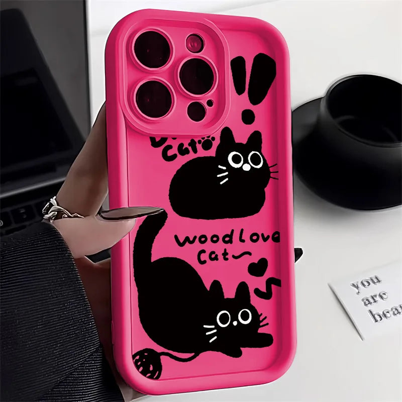 Black Cat Soft Silicone Cover Fundas Phone Case