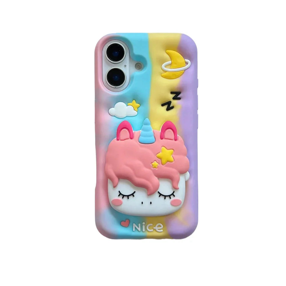 Rainbow Unicorn Telescopic Bracket Phone Case