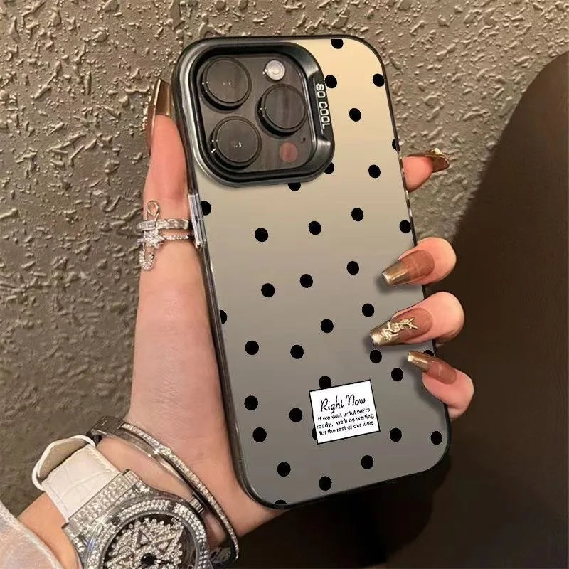 Black Polka Dot Pattern Lens Protect Plating Shockproof Cover Phone Case