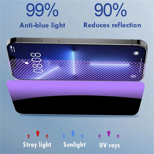 6in1 3Pcs Privacy Anti-blue Ray Screen Protector +3 Metal Camera Lens For iPhone 17 16 15 14 13