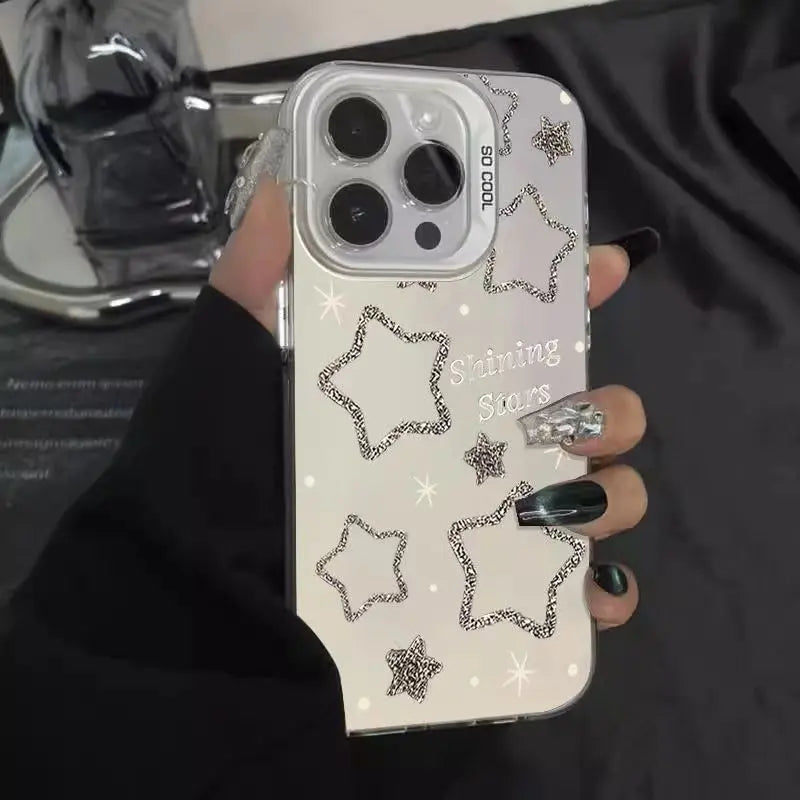 Black Polka Dot Pattern Lens Protect Plating Shockproof Cover Phone Case