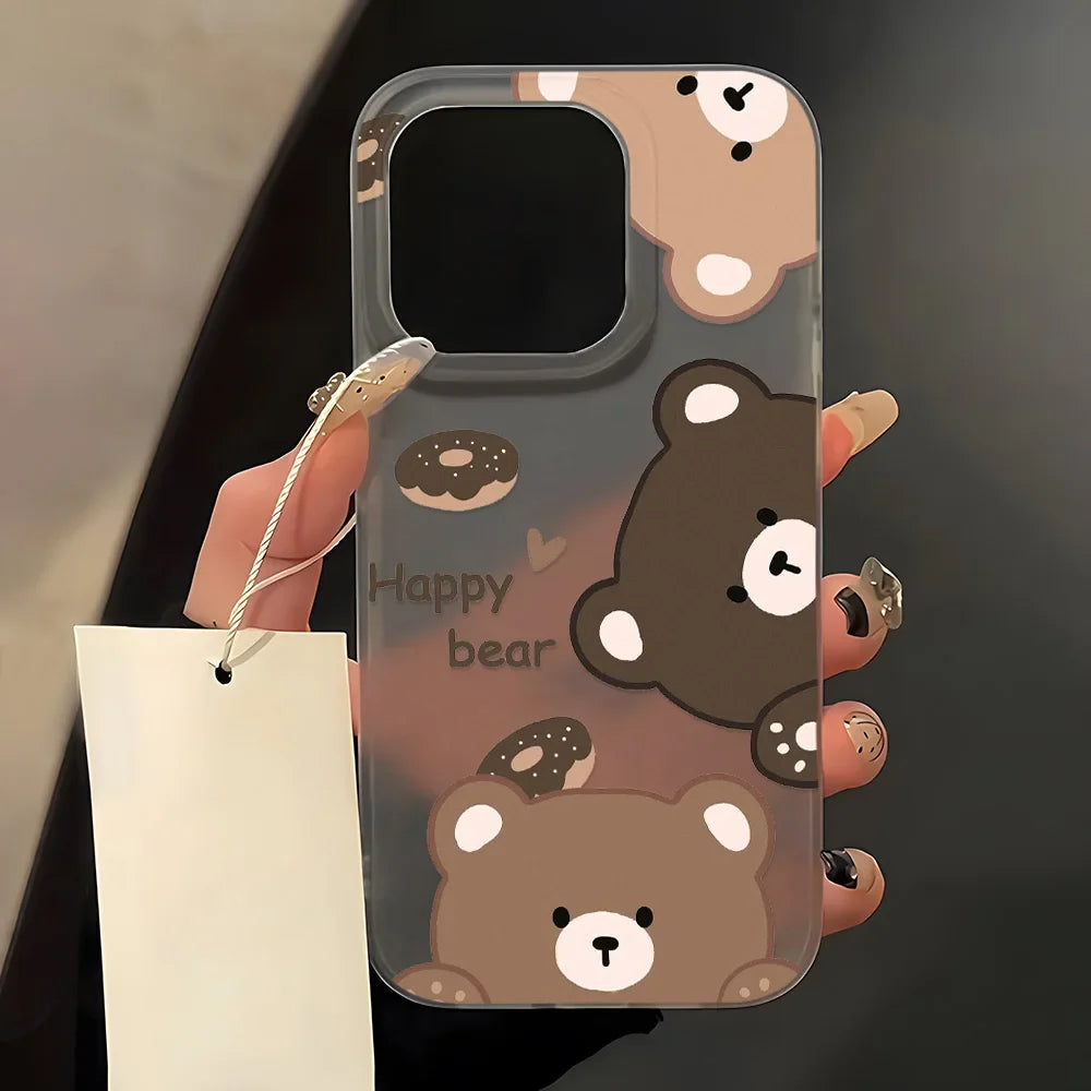 Soft TPU Matte Cute Bear Phone Case