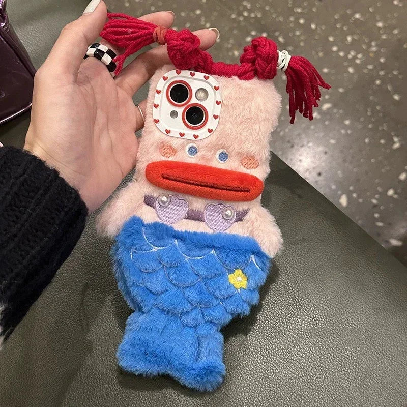 3D Cute Plush Mermaid Girls Gift Phone Case