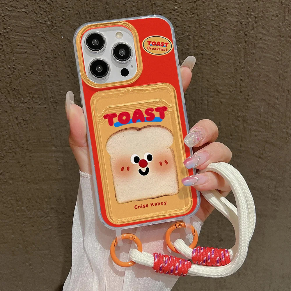 Wrist Chain Soft Card Bag Cover Cute Cartoon Phone Case