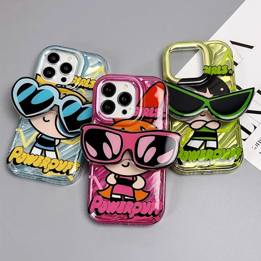 Cartoon Powerpuff Girls Sunglasses Holder Phone Case