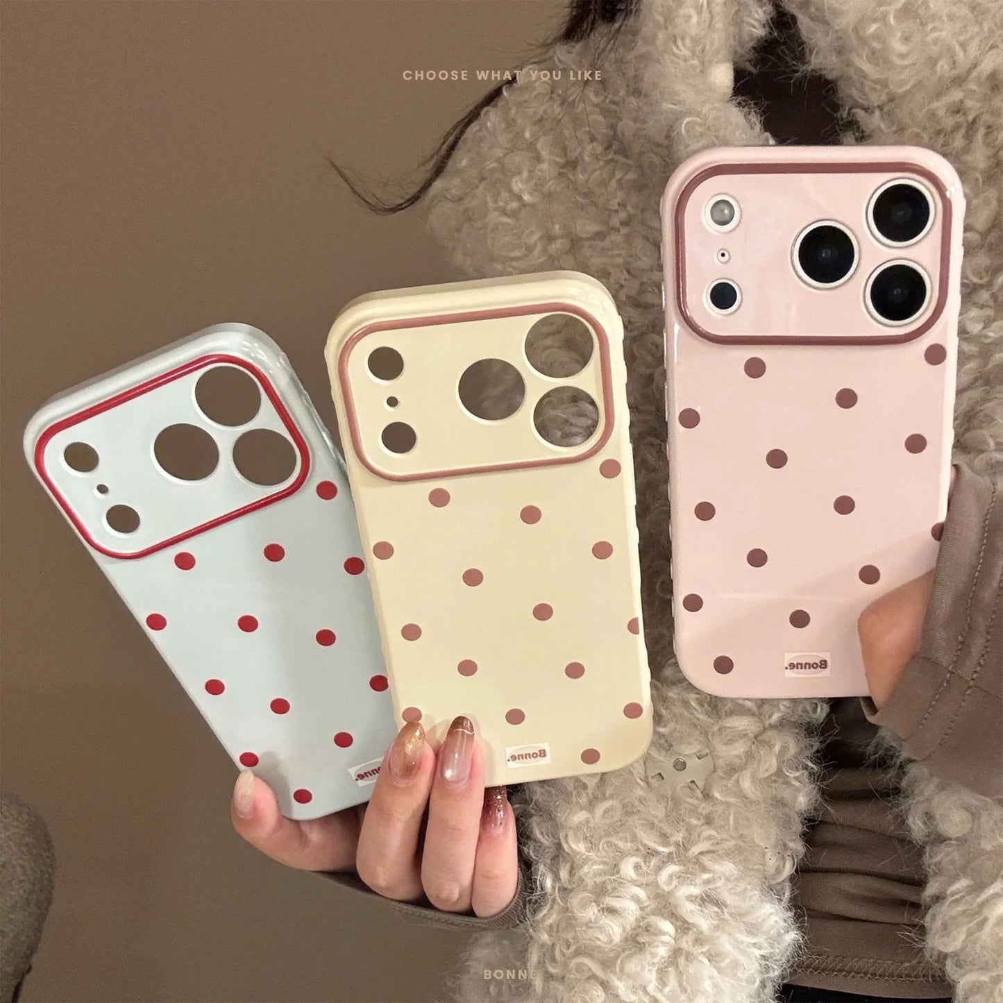 Korean Full Screen Polka Dots Soft Phone Case For iPhone