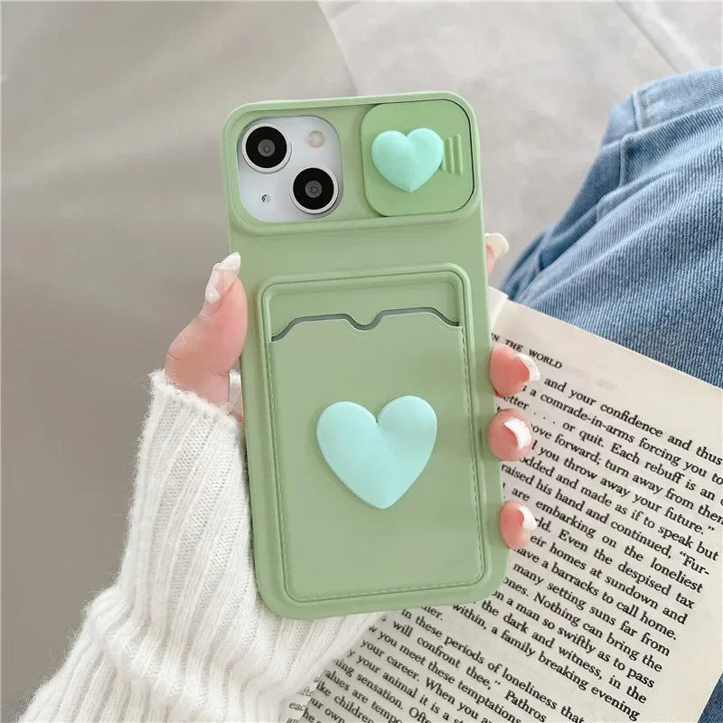 Simple Love Silicone Wallet Card Phone Case