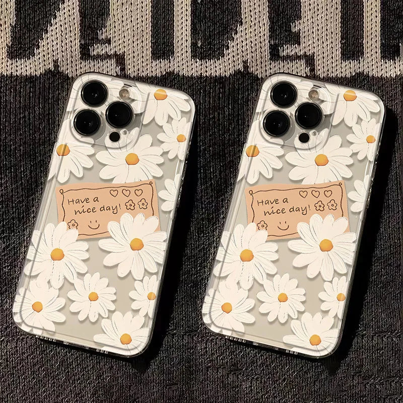 White Daisy Have A Nice Day Phone Case