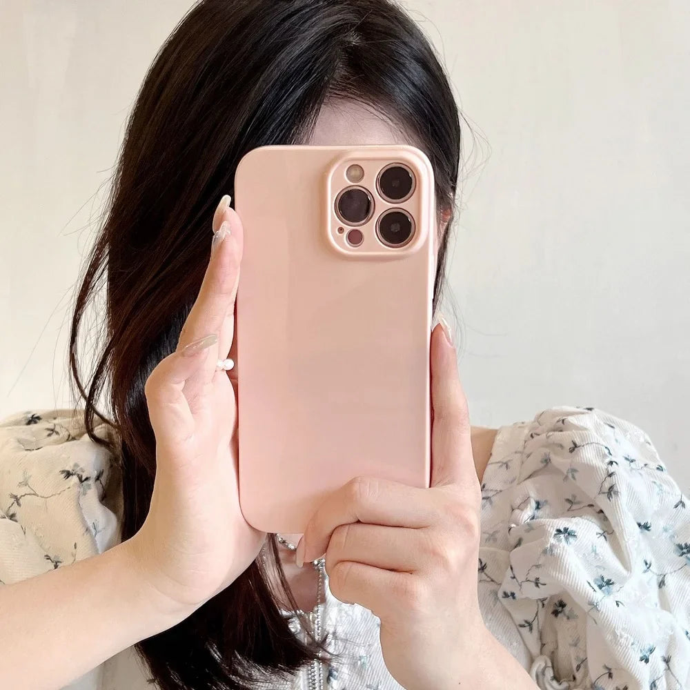 Solid Cream Color Shockproof  Phone Case