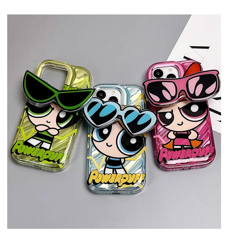 Cartoon Powerpuff Girls Sunglasses Holder Phone Case