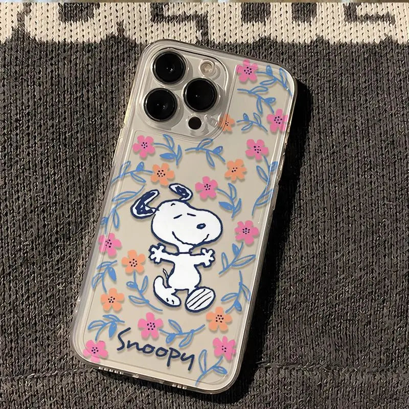 Black Flower Snoopy Cute Creative Phone Case