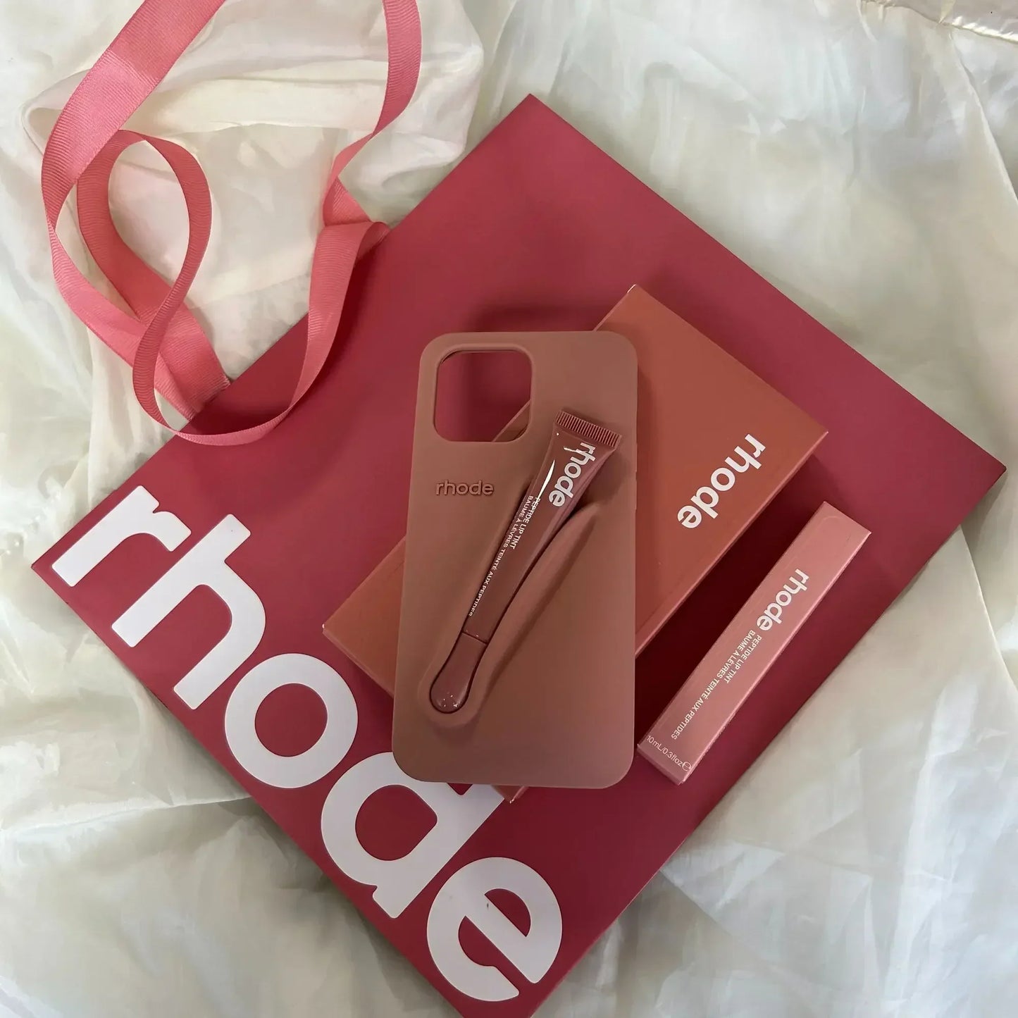 Rhode Lip Portable Silicone Phone Case, Protective Cover for Lipstick Set, Gift & Shopping Essential