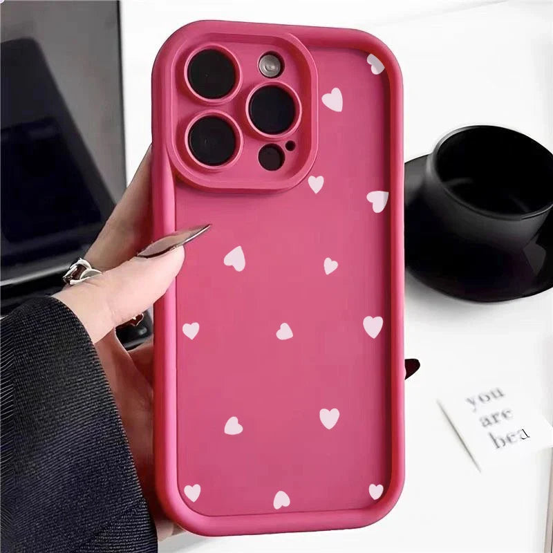 Simple Style Love Hearts Print Soft Silicone Cover Coque Phone Case