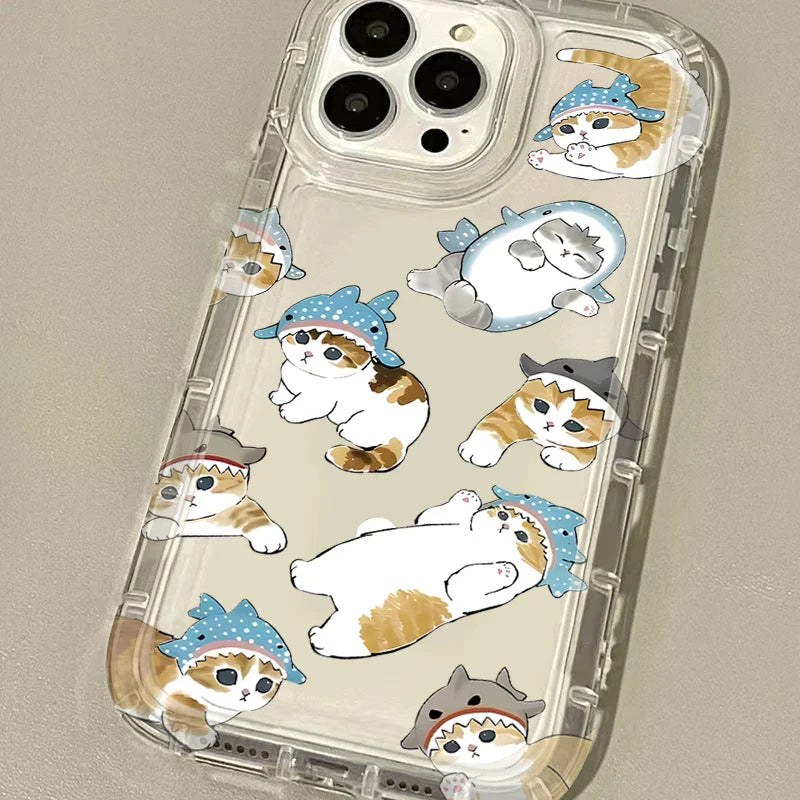 Mofusand Shark Cat Clear Phone Case