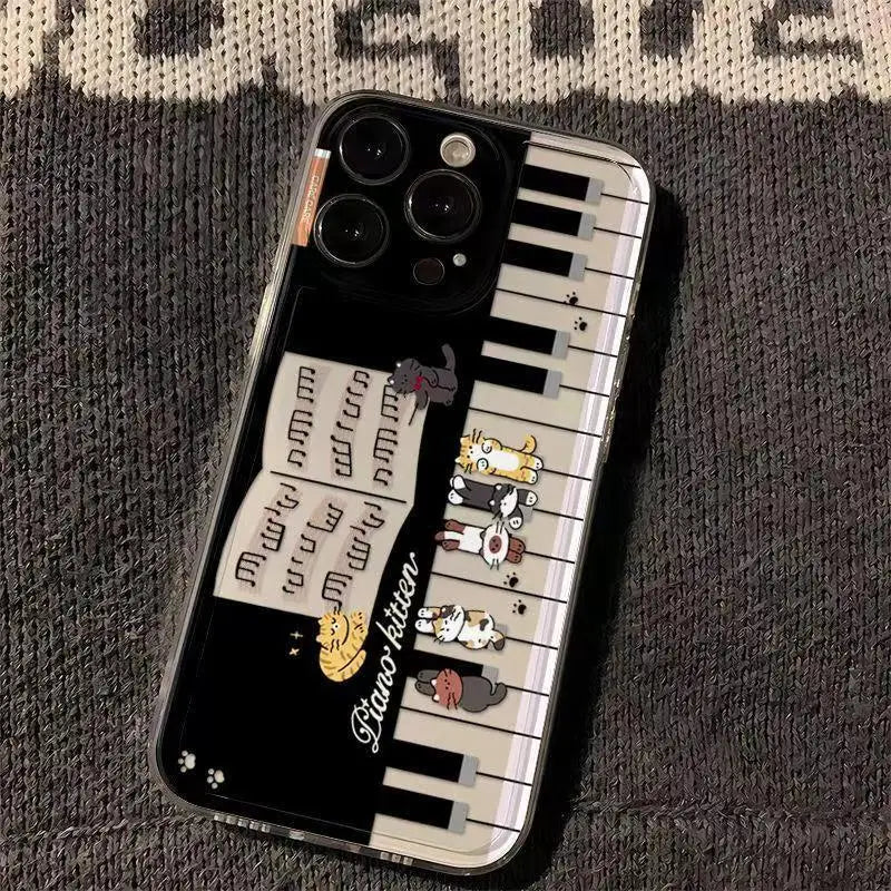Piano With Cartoon Cat Phone Case
