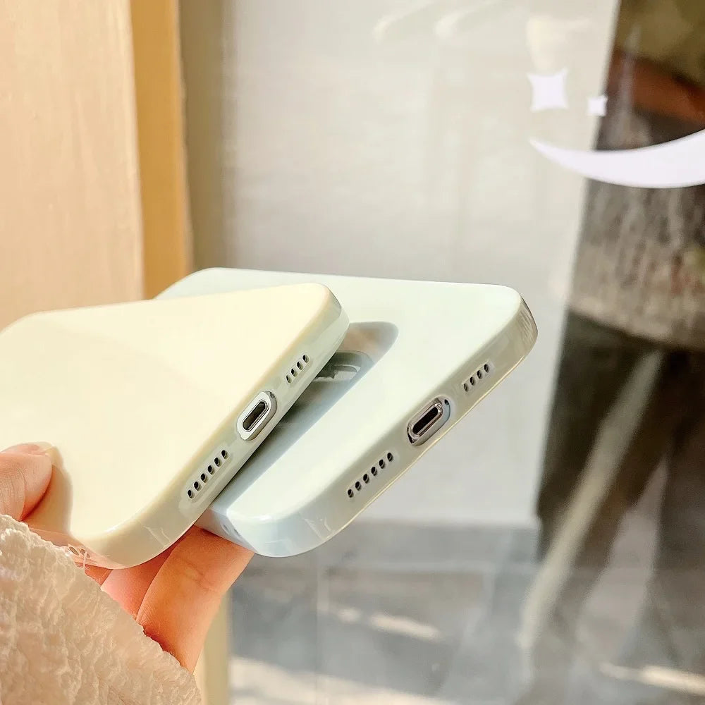 Solid Cream Color Shockproof  Phone Case