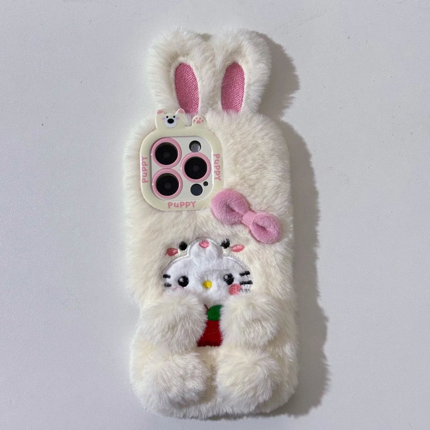 Cartoon Cute 3D Bow Plush Bunny Kawaii Phone Case