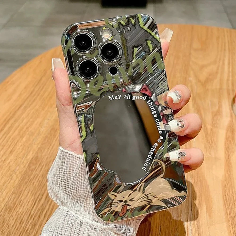 Snake Graphic Plating Mirror Wave Pattern Shockproof Bumper Cover Phone Case