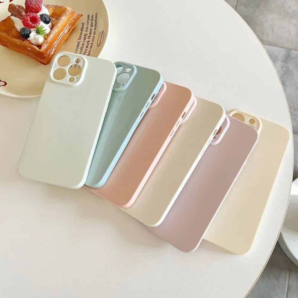 Solid Cream Color Shockproof  Phone Case