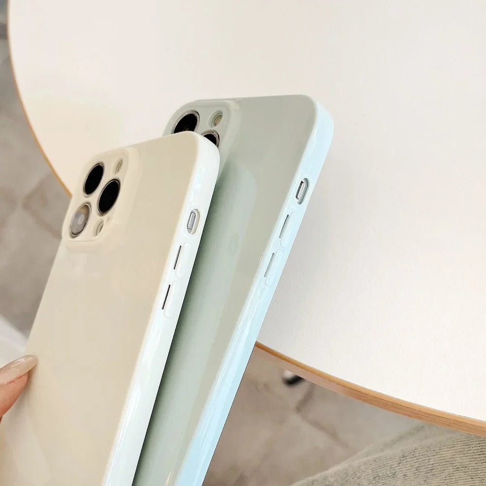 Solid Cream Color Shockproof  Phone Case