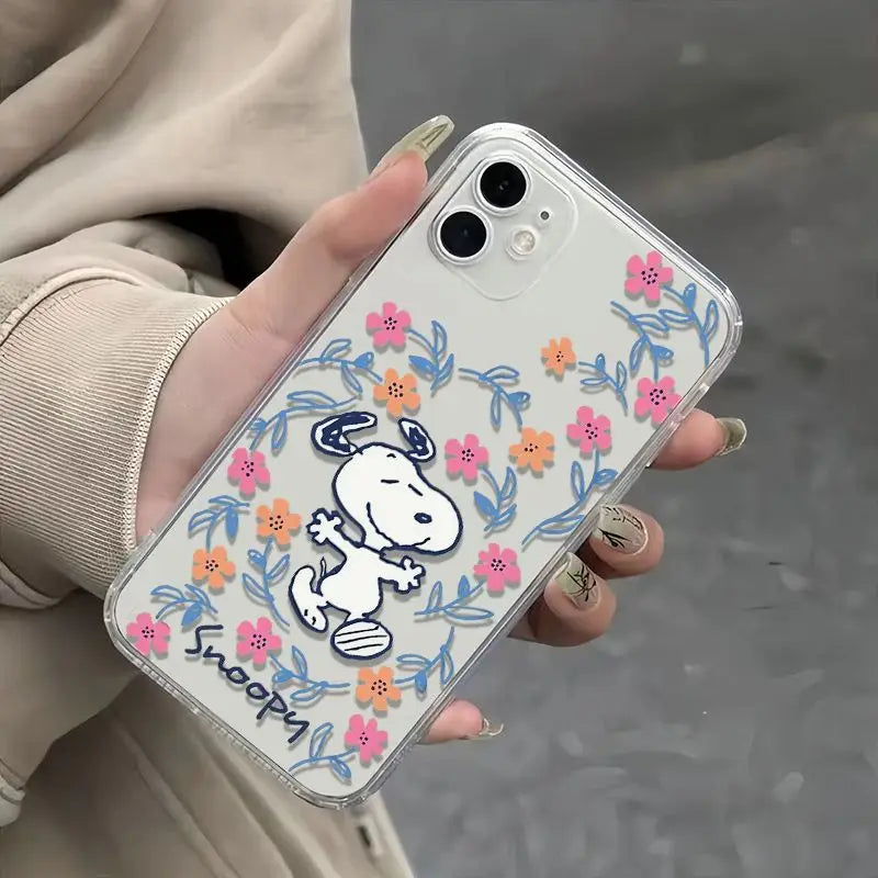 Black Flower Snoopy Cute Creative Phone Case