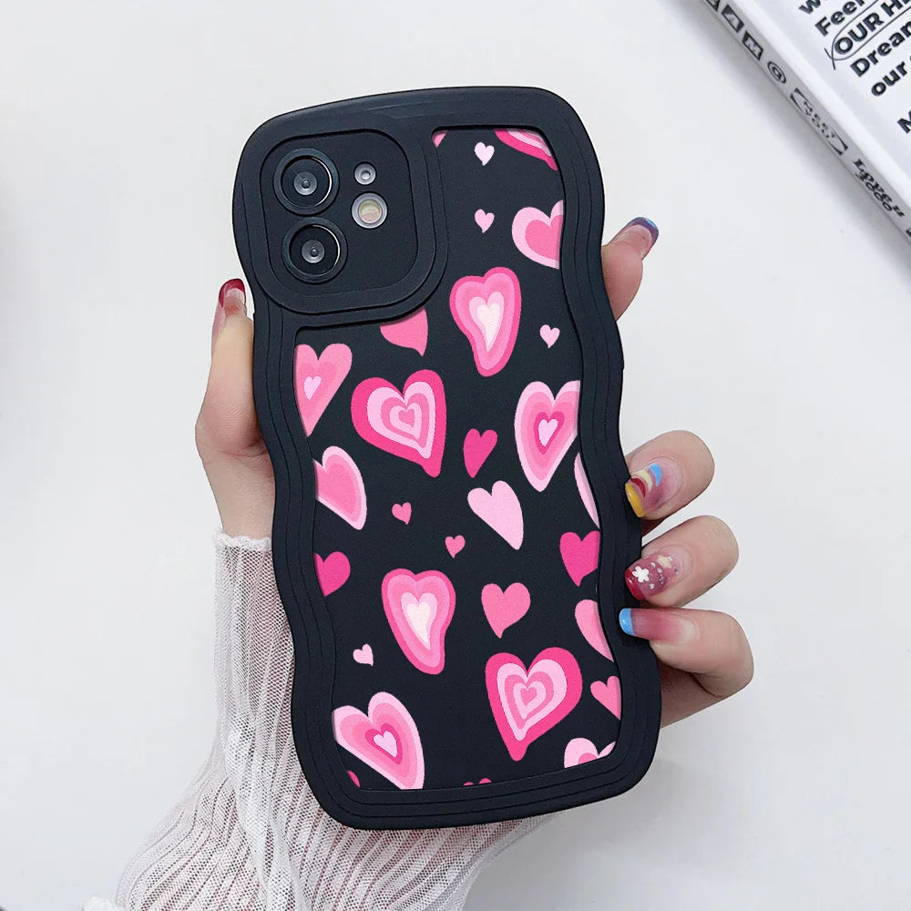 Soft Wavy Lines Love Heart Phone Case