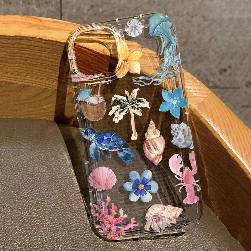 Summer Marine Animals Sea Turtle Print Clear Phone Case