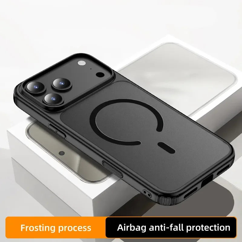 Premium Magnetic Charging Frosted Shockproof Phone Case for IPhone 17 Air 16 15 14 Plus Pro Max Skin Feeling Rugged Armor Cover