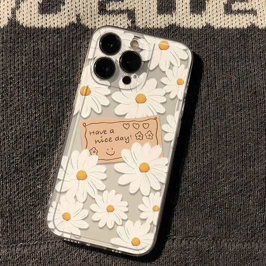 White Daisy Have A Nice Day Phone Case
