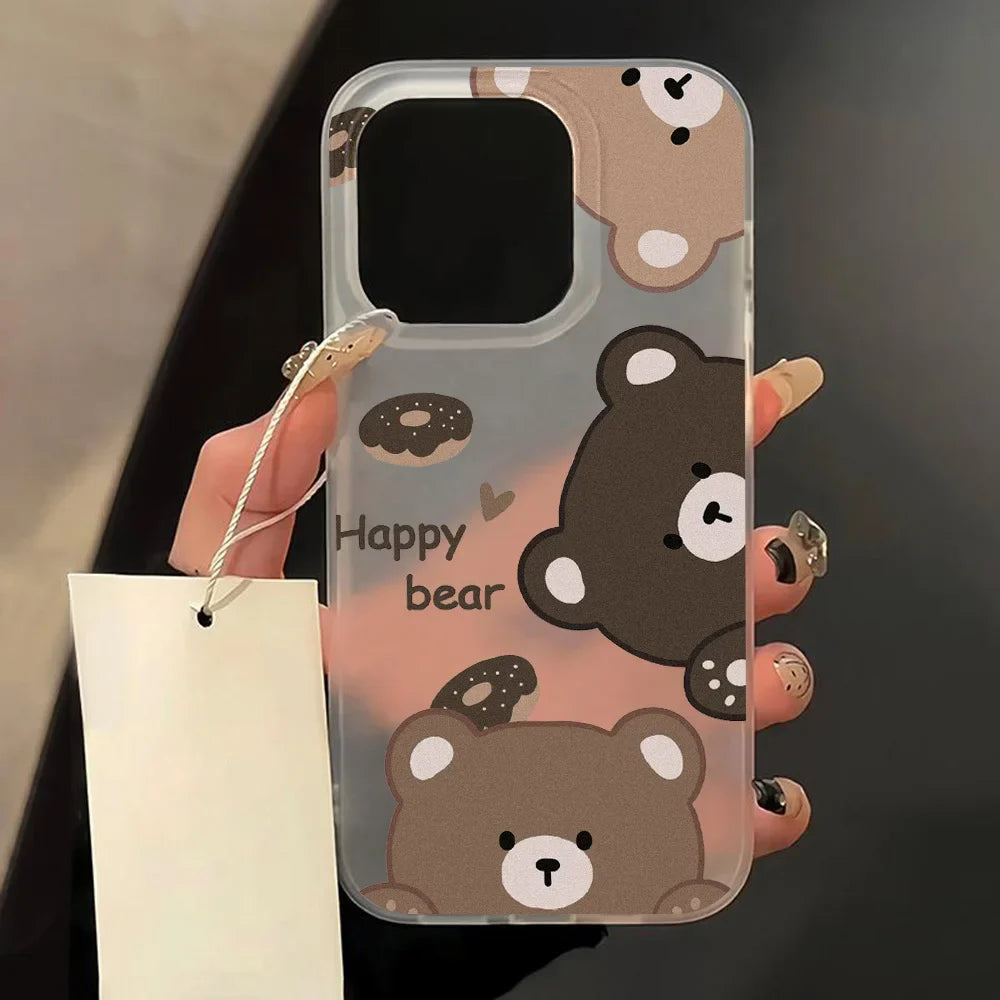Soft TPU Matte Cute Bear Phone Case